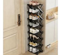 8-Tier Foldable Shoe Rack Bamboo Shoe Storage nizer Freestanding Entryway Cabinet for Hallway Bedroom Black