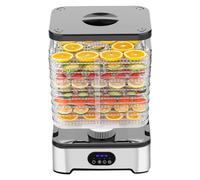 8-Tier Food Dryer Machine, 16L Electric Fruit Dehydrator with Time & Temp Control, Ajustable Height, 360° Drying System, Dehydrator Safe, Home Dryer Machine for Fruits/Veggies silver