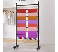 8 Tier Freestanding Scarf Rack, Commercial Scarves Display for Hijab Silk Shawl Pant Tie Belt Towel - Space Saving Scarf Organizer(Black,80x158cm)