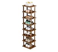 8-Tier Narrow Shoe Rack Vertical Wood Shoe Shelf for Entryway Space-Saving Corner Design Tall Free-Standing Shoe Tower Easy No-Tool Assembly Perfect for nizing Footwear