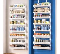 8-Tier Over the door organizer, Heavy Duty Metal Pantry Organizer and storage with Adjustable Baskets, 2-in-1 Hanging or Wall Mounted Shelf for Kitchen, Bathroom, Laundry Room-Large Spice rack