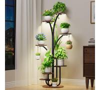8 Tier Plant Stand with Grow Lights, 60 Inch Tree Shape Indoor Plant Shelf Corner Metal Rack for Living Room Decor