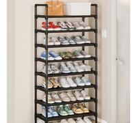 8-Tier Slim Shoe Rack - Sturdy Metal Vertical Stackable 56x25.5x141 CM Black Shoe Storage for Entryway Hallway Closet - Maximize Space Efficiently