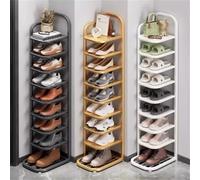 8-Tier Vertical Narrow Shoe Rack Sturdy Free Standing Shoe Shelf Tower for Entryway & Bedroom Multi-Layer CornerSpace-Saving White Shoe Cabinet