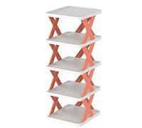 8-Tier Vertical Shoe Rack High & Narrow Multilayer Storage Tower Foldablefor Entryway Living Room Hallway & Bathroom Stylish Orange Design