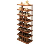 8-Tier Vertical Shoe Rack, Tall Narrow Shoe nizer, Sturdy Wooden Independent Shoe Shelf for Small Spaces, Space-Saving Storage Solution for Home & Office