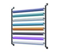 8-Tier Wall-Mounted Fabric Roll Storage Rack, Space-Saving Design for Vinyl Wraps, Ideal for Craft and Sewing Rooms