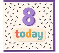 8 Today Birthday Card - Colourful Number 8 Kids 8th Birthday Card with Sprinkles Pattern, Fun Bold Typography, Eight Today for Boy or Girl