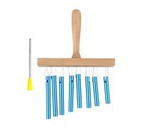 8 Tone Hand Bells, Bar Chimes with Knock Stick, Birch Wood and Solid Aluminum Tube - Durable and Portable, Soothing Percussion Instrument for Beginners and Music Education (Blue)