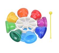 8 Tone Hand Bells Rainbow Colour Children's Musical Toy, C Major Tuned Metal and Plastic Bells with Colour - Coded Notes, Includes Plastic Rod for Music Education and Early