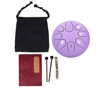 8 - Tone Tongue Drum, 6in Steel Handpan Percussion Instrument with Mallets & Music Book - Calming Resonance for Meditation, Easy Learning for Beginners (Purple)