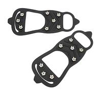 8 Tooth Ice Crampons, Stainless Steel Nails, Silicone Shoe Spikes Covers | Anti Slip Snow Cleats, Flexible Silicone Base, Fits Sports Shoes, for Mountaineering Hiking Winter Walking, M 35-40 L 41-46