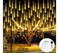8-Tube 144 Led Solar Meteor Shower Lights, Warm White For Tree/patio Xmas Wedding Decor