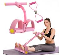 8 Tube Pedal Resistance Device, 2026 Foot Pedal Puller Exercise Band & Figure 8 Band, Adjustable for Abdomen Arm Waist Leg Training (Pink)