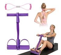 8 Tube Pedal Resistance Device, Abdominal Trainer, Bodybuilding Expander & Figure 8 Band, Adjustable for Fitness, Weight Loss, Training, Yoga Enthusiasts (Purple)