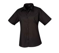 (8 UK, Black) Premier Womens/Ladies Poplin Short-Sleeved Blouse