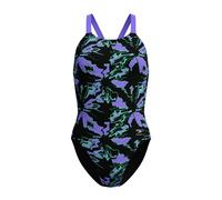 (8 UK, Black/Purple) Speedo Womens/Ladies Abstract Leaderback One Piece Swimsuit
