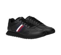 (8 UK, Black) Tommy Hilfiger Mens Eva Stripe Leather Trainers