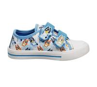 (8 UK Child, White/Blue) Bluey Childrens/Kids Bluey & Bingo Canvas Hook and Loop Flat Trainers