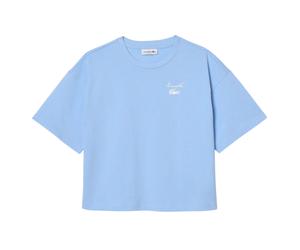 (8 UK, Light Blue) Lacoste Womens/Ladies Logo Cotton T-Shirt