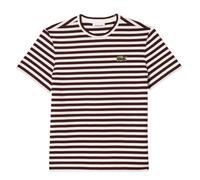 (8 UK, Maroon Red) Lacoste Womens/Ladies Striped Cotton Loose Fit T-Shirt