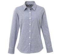 (8 UK, Navy/White) Premier Womens/Ladies Gingham Long-Sleeved Shirt