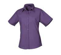 (8 UK, Purple) Premier Womens/Ladies Poplin Short-Sleeved Blouse