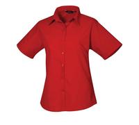 (8 UK, Red) Premier Womens/Ladies Poplin Short-Sleeved Blouse