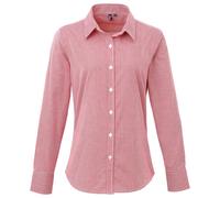 (8 UK, Red/White) Premier Womens/Ladies Gingham Long-Sleeved Shirt