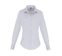 (8 UK, Silver) Premier Womens/Ladies Poplin Stretch Long-Sleeved Shirt