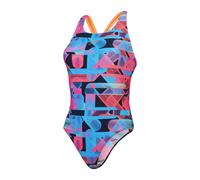 (8 UK, Siren Red/Blue) Speedo Womens/Ladies Graphic Print Racerback One Piece Swimsuit