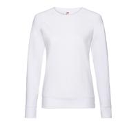 (8 UK, White) Fruit of the Loom Womens/Ladies Lightweight Lady Fit Raglan Sweatshirt