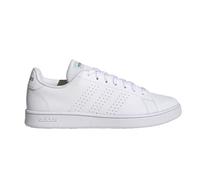 (8 UK, White/Green) Adidas Mens Advantage Base Flat Trainers