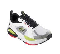 (8 UK, White/Green/Black) Skechers Mens Mono Mesh Trainers