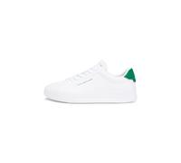 (8 UK, White/Green) Tommy Hilfiger Mens Pebble Grain Court Leather Trainers