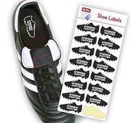 8 UltraStick Colour Shoe Nametapes personalised with name; labels are made to a football boot shape These tapes are easy to stick inside shoes, plimsolls, trainers, wellies, etc. (Black)