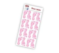 8 UltraStick Colour Shoe Nametapes Personalised with Name; Labels are Made to The Foot Shape These Tapes are Easy to Stick Inside Shoes, Plimsolls, Trainers, Wellies, Ballet Shoes etc. (Pink)
