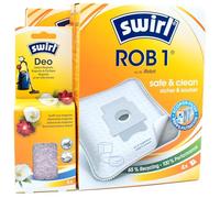 8 Vacuum Cleaner Bags + Deodorant Beads Compatible with Roomba 105 Combo Roboter | Compatible with Swirl ROB1 - ROB 1 | 8 Bags, Air Freshener, Accessories, Spare Parts