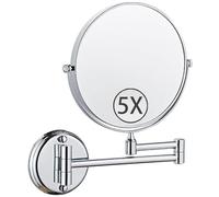 8" Wall Mounted Makeup Mirror - Double Sided 10X Magnifying 360° Swivel Extendable Arm Brushed Nickel Finish Perfect for Shaving & Makeup Vanity in Bathroom