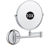 8" Wall Mounted Makeup Mirror - Double Sided 3X Magnifying 360° Swivel Extendable Shaving Vanity Mirror for Bathroom Brushed Gold Finish Perfect for Grooming and Makeup Application