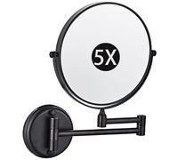 8" Wall Mounted Makeup Mirror - Double-Sided 3X Magnifying Mirror 360° Swivel & Extendable Shaving Vanity Mirror for Bathroom Elegant Brushed Gold Finish