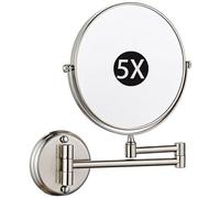8" Wall Mounted Makeup Mirror Double-Sided 3X Magnifying Mirror 360° Swivel Extendable Shaving Vanity Mirror for Bathroom Sleek Brushed Gold Finish