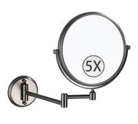 8" Wall Mounted Makeup Mirror Double Sided Magnifying Mirror 360° Swivel Extendable Arm Bathroom Shaving Vanity Mirror Brushed nickel 10X