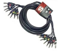 8-Way 3m 6.35mm 1/4" Mono Jack to Jack Unbalanced Loom Patch Multicore Cable
