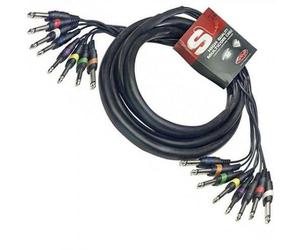 8-Way 3m 6.35mm 1/4" Mono Jack to Jack Unbalanced Loom Patch Multicore Cable