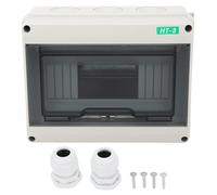 8 Way Distribution Protection Box, IP65 Circuit Breaker Box with Clear Window, ABS Electrical Box for Power Station, Outdoor Power Distribution Box with Conne
