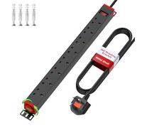 8 Way Power Strip Surge Protector with Aluminum Housing, 8 Plug Extension Lead with Switch & 360° Swivel Adjustable-Angle Wall Mount, 1.8M Cable 13A Black for Home Office