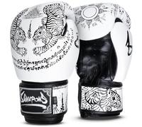 8 WEAPONS Sak Yant Tiger Boxing Gloves White/Black