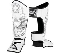 8 Weapons Sak Yant Tiger Shin Guards White/Black