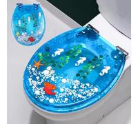 8,Wemune 3D Shells, Sand Glitter Toilet Seat Slow Close Resin Toilet Seats Round, 36 * 42Cm, Sparkling Toilet-Seat for Bathroom, Decorative Glam Loo Seat Easy Clean